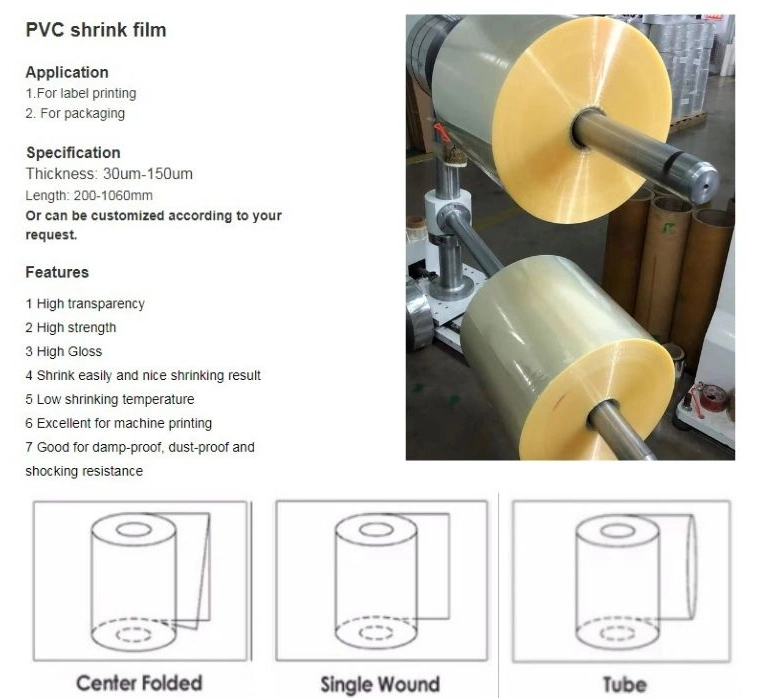 Good Quality 40 Micron Printing PVC Shrink Film for PVC Shrink Label