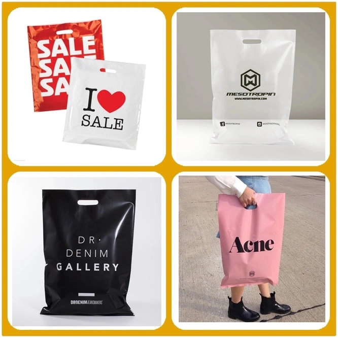Customized LDPE Colorful Plastic Die Cut Shopping Bags with Design Logo