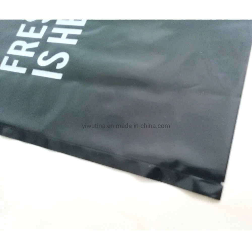 Glossy Black Plastic Bag with Die Cut Handle, Printed Bag, Shopping Bags with Customized Design