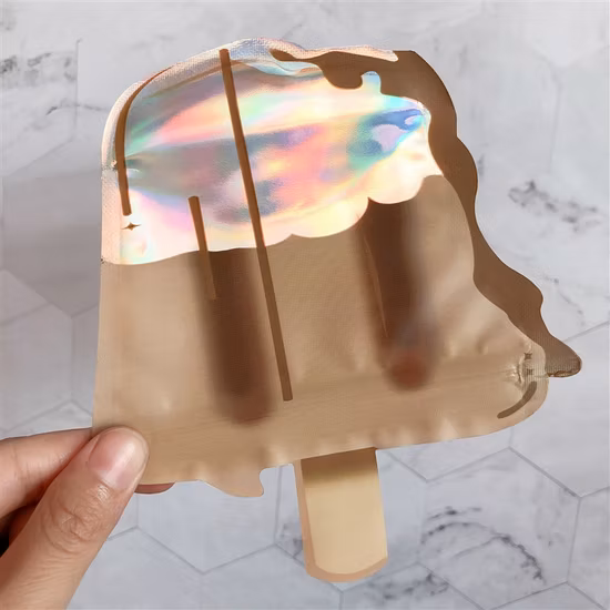 Custom Logo Zip Lock Plastic Packaging Mylar Hologram Bags Die Cut Irregular Childproof Shape Mylar Bags