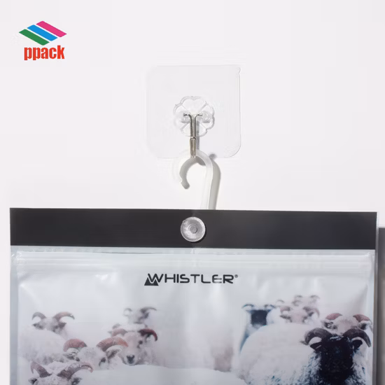 Sample Free! OPP/PE Lamination Plastic Printed Poly Packing Bags with Hanger Hook for Clothing and Apparel Made in China Manufacture